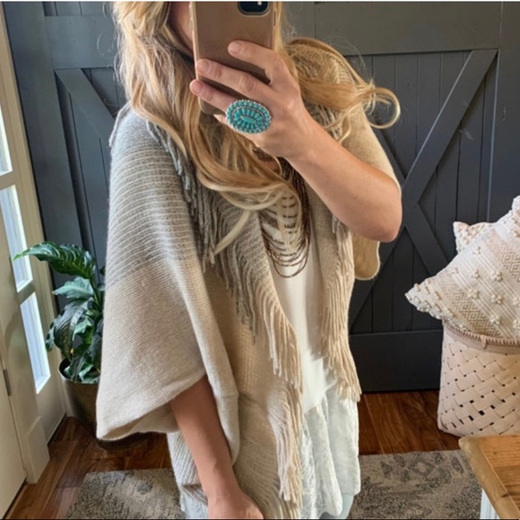 New Cozy Shawl Collar Blanket Cardigan Sweater - Wrap Poncho Western Boho - Picture 7 of 10